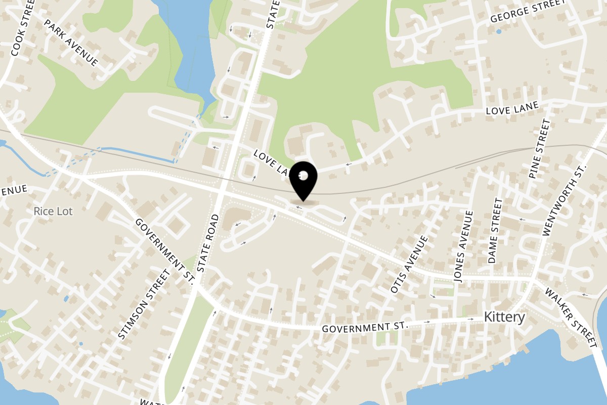 Map showing the location of Loco Coco's Tacos on 36 Walker St in Kittery